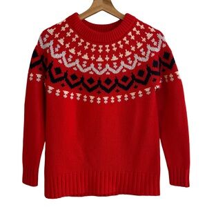 J Crew Womens Fair Isle Wool Blend Sweater Size XS Apres Ski Cabincore Nordic